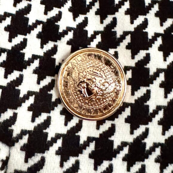 Balmain Classic Print Tweed Houndstooth B&W Doublebreasted Blazer Sz 36 - Picture 4 of 9